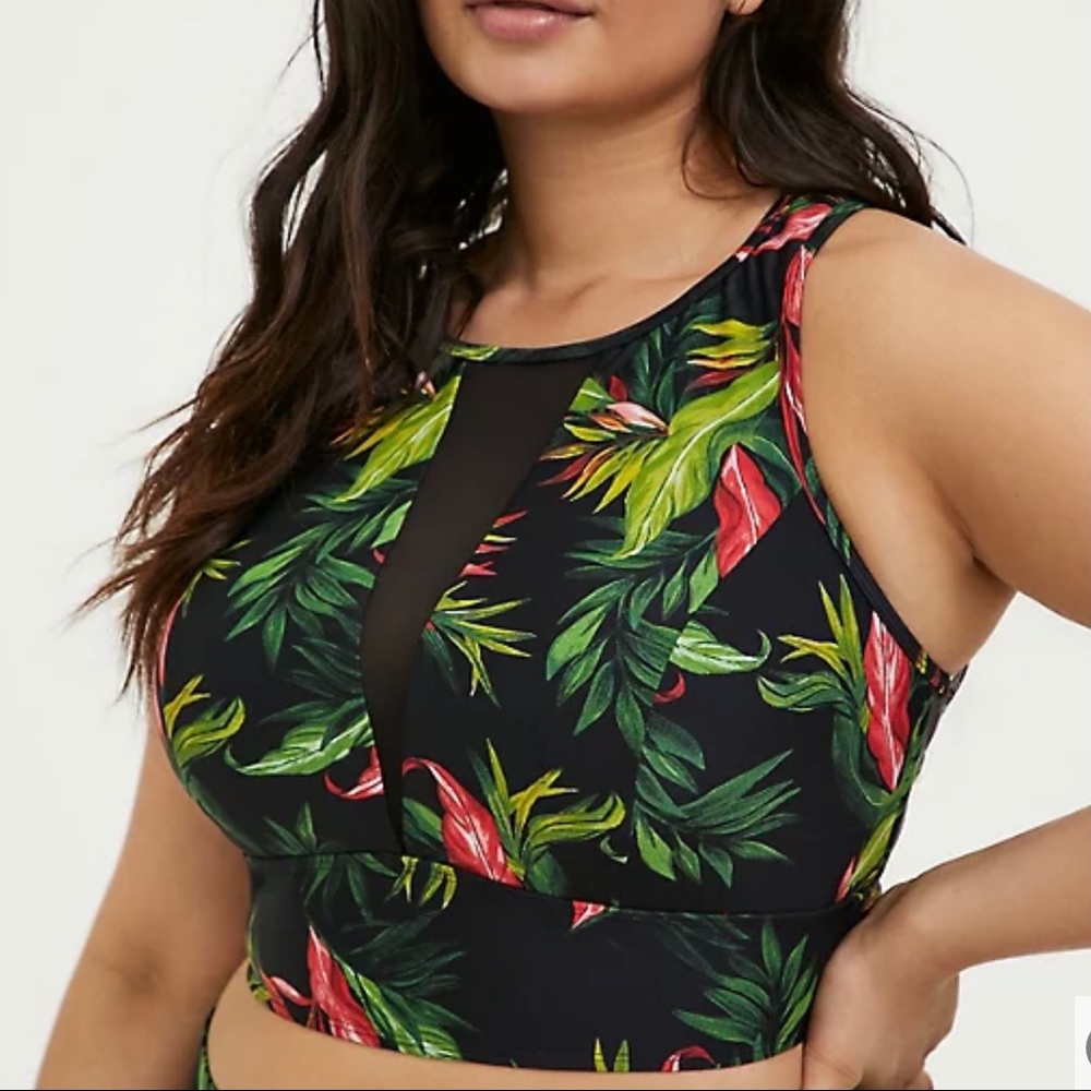 Torrid high neck mesh swim top